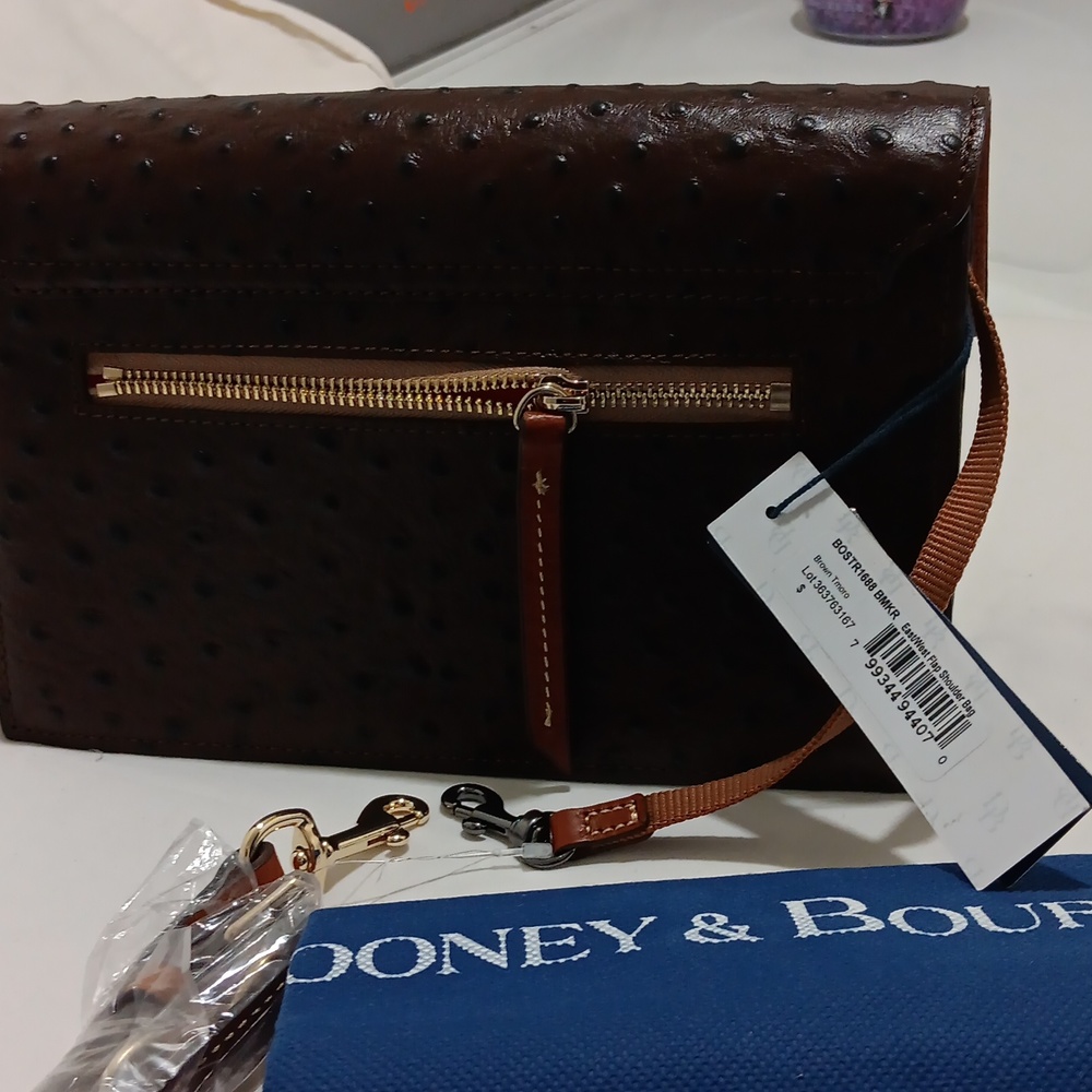 Dooney&Burke Brown East West Flap Shoulder  Bag